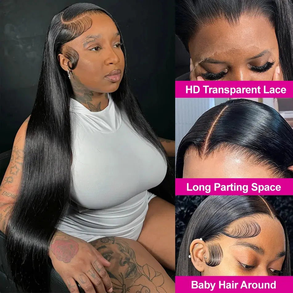 Bone Straight 13x4 Lace Frontal Wig For Women 5x5 Glueless Invisi-Drawstring Black Human Hair Wigs 360 Full Lace Wig Human Hair JNi3 shop