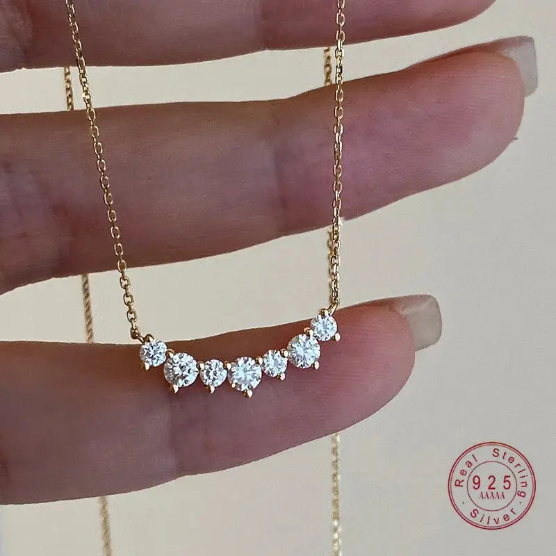 925 Sterling Silver Plated 18K Gold Geometric CZ Pendant Necklace For Women Wedding Party Fine Jewelry Gift JNi3 shop