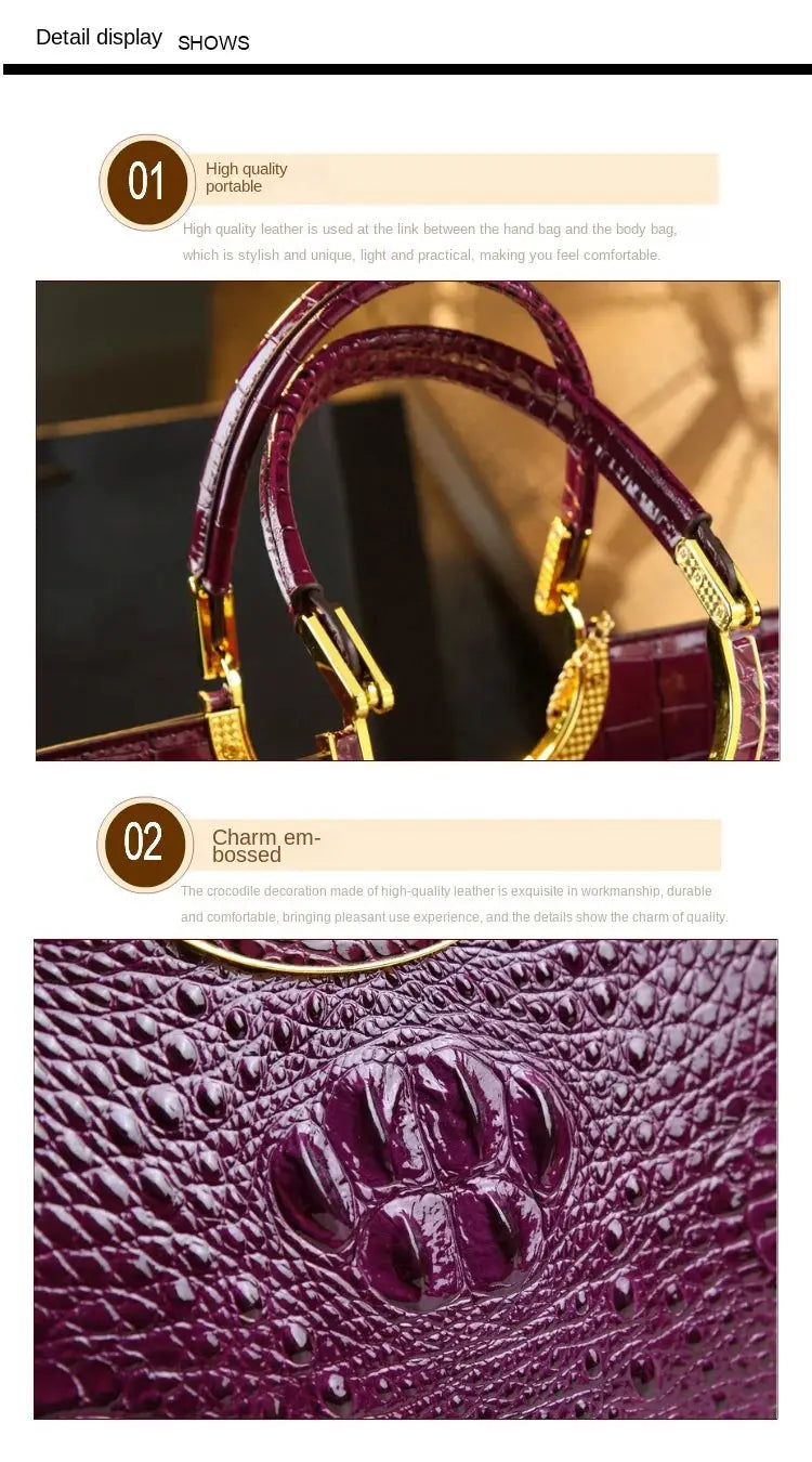 Genuine Leather Women's Handbags Crocodile Pattern Lady Flower Tassel Shoulder Messenger Bag Fashion Wedding Top Handle Bags JNi3 shop