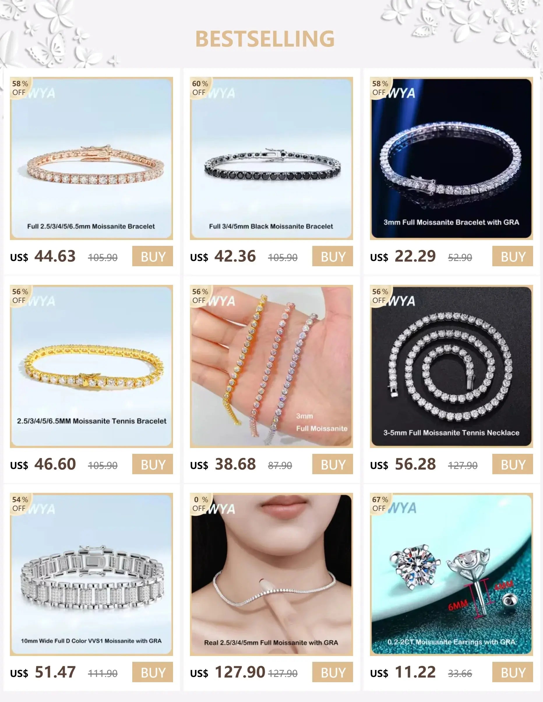 EWYA Luxury 1/2/3/5CT Real D Color Moissanite Pendant Necklace For Women Men 925 Silver Plated 18K Bridal Neck Fine Jewelry Gift JNi3 shop