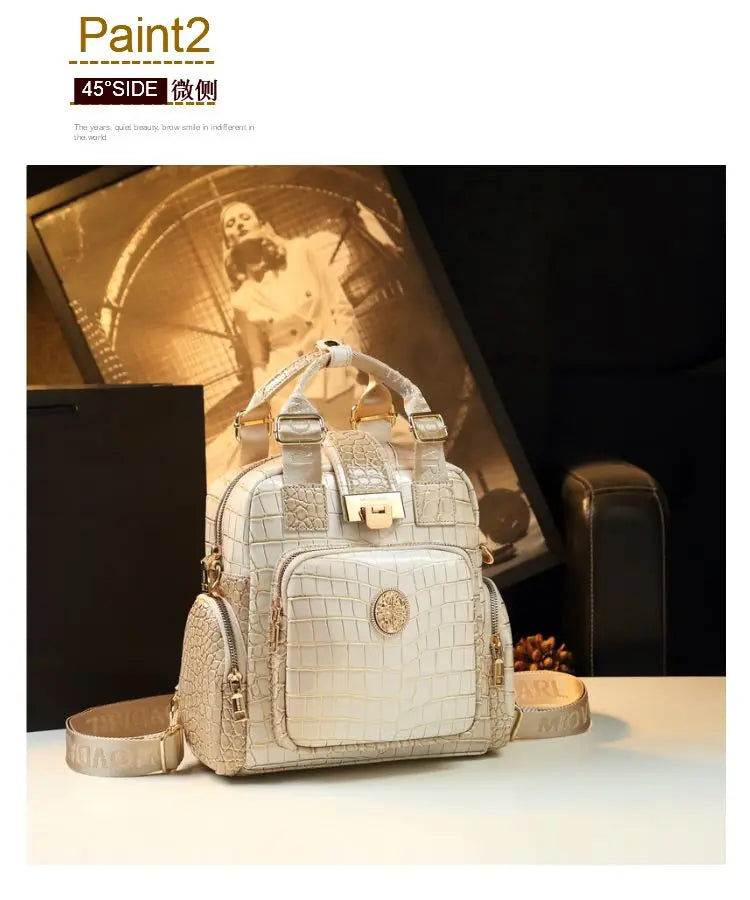 Luxury Designer Brand New High Quality Cowhide Backpack Female Fashion Large Capacity Hand Bill Shoulder Multi-functional Bag