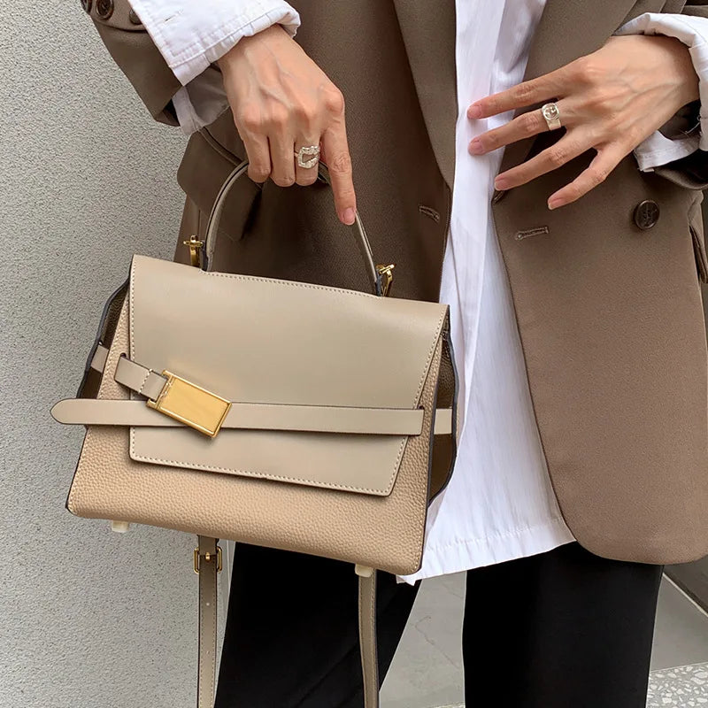 quality leather tote bags women square handbags luxury designer commuter shoulder crossbody bag large capacity