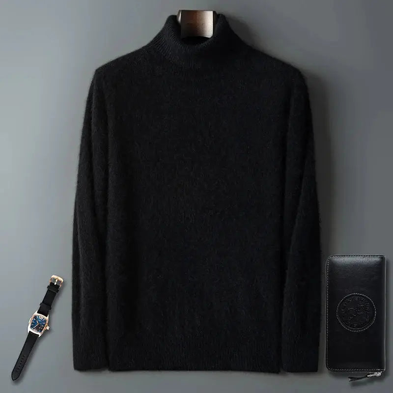 100% Male Mink Cashmere Sweater Solid Color Turtleneck Thick Autumn And Winter Loose Large Size Turtleneck Wool Bottoming Shirt JNi3 shop