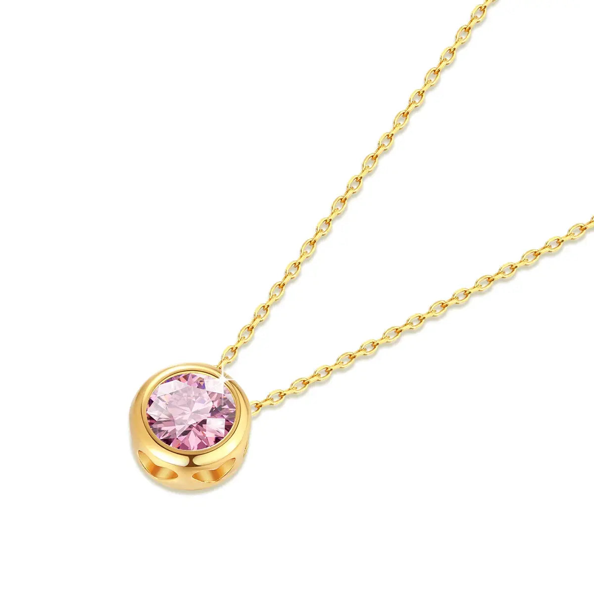 Real 18k Gold Necklace GRA Pink Moissanite Diamond Pendant 0.5ct/1ct Pure AU750 Fine Jewelry Wedding Anniversary Gift for Women JNi3 shop