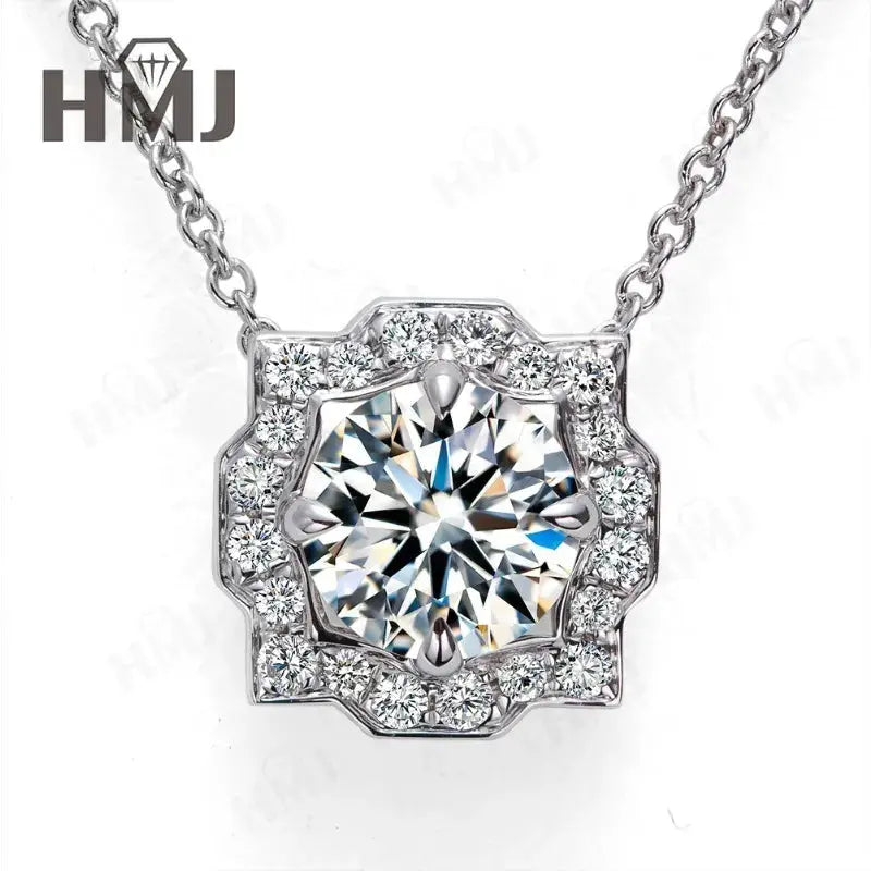 Silver Pendant Necklace for Women 1CT 2CT D Color Moissanite with GRA Certificate 925 Sterling Silver Wedding Necklace Gift JNi3 shop