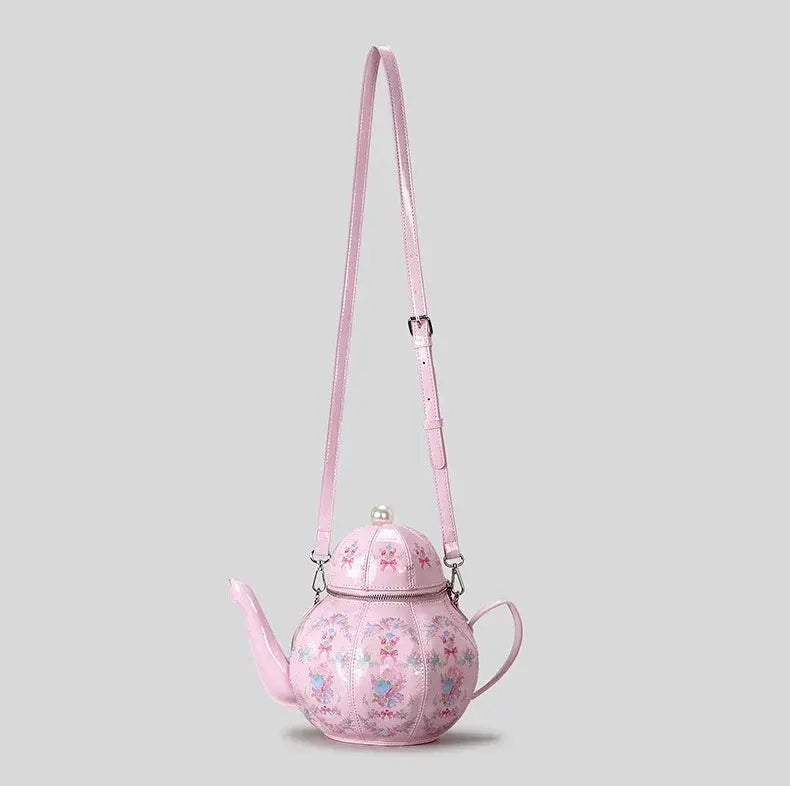 Handbags with teapot design with creative vintage print for women shoulder bag with pearl chains designer luxury shoulder strap JNi3 shop
