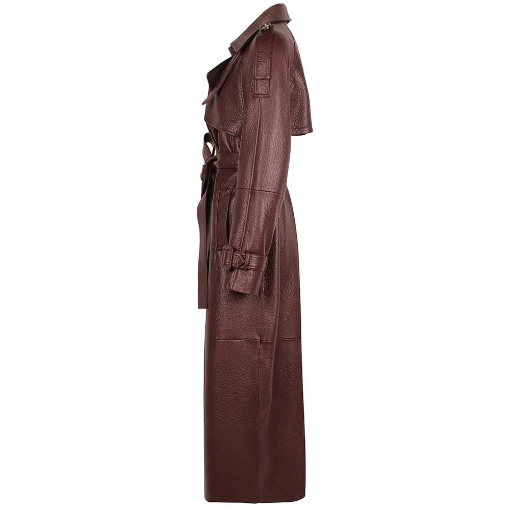 Women's Real Leather Trench Coat Long High Quality Windbreak Oversized JNi3 shop