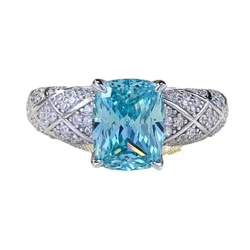7*9MM Radiant Cut Paraiba Tourmaline Gemstone Luxury Ring For Women 100% 925 Sterling Silver Wedding Party Fine Jewelry JNi3 shop