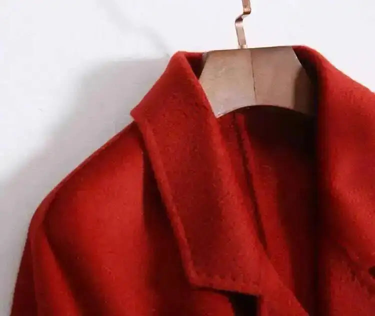 LANMREM 2025 High-End Water Ripple Double-Sided Wool Coat | Long Robe-Style