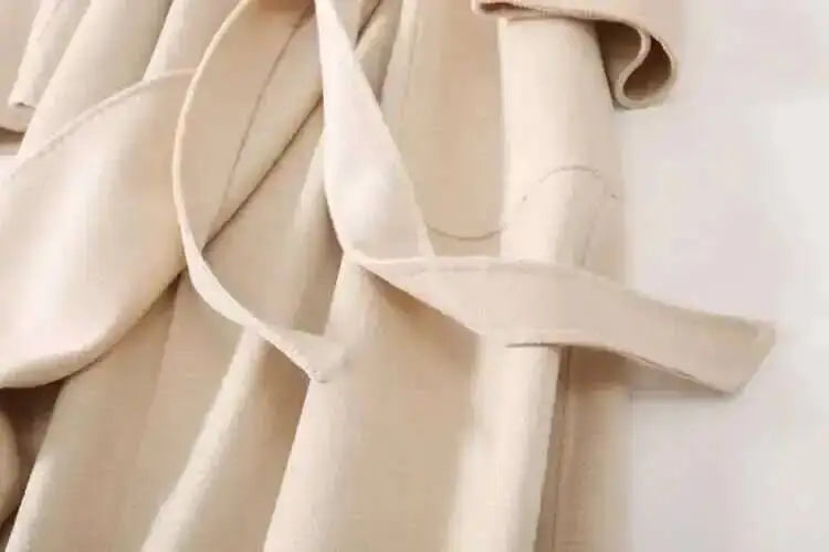 LANMREM 2025 High-End Water Ripple Double-Sided Wool Coat | Long Robe-Style