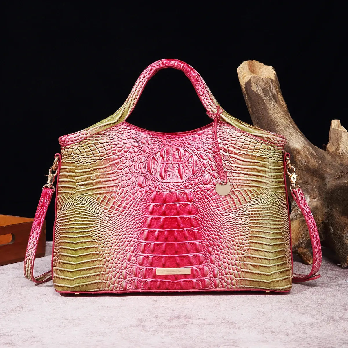 crocodile pattern colorful solid color high-end retro women's handbag JNi3 shop