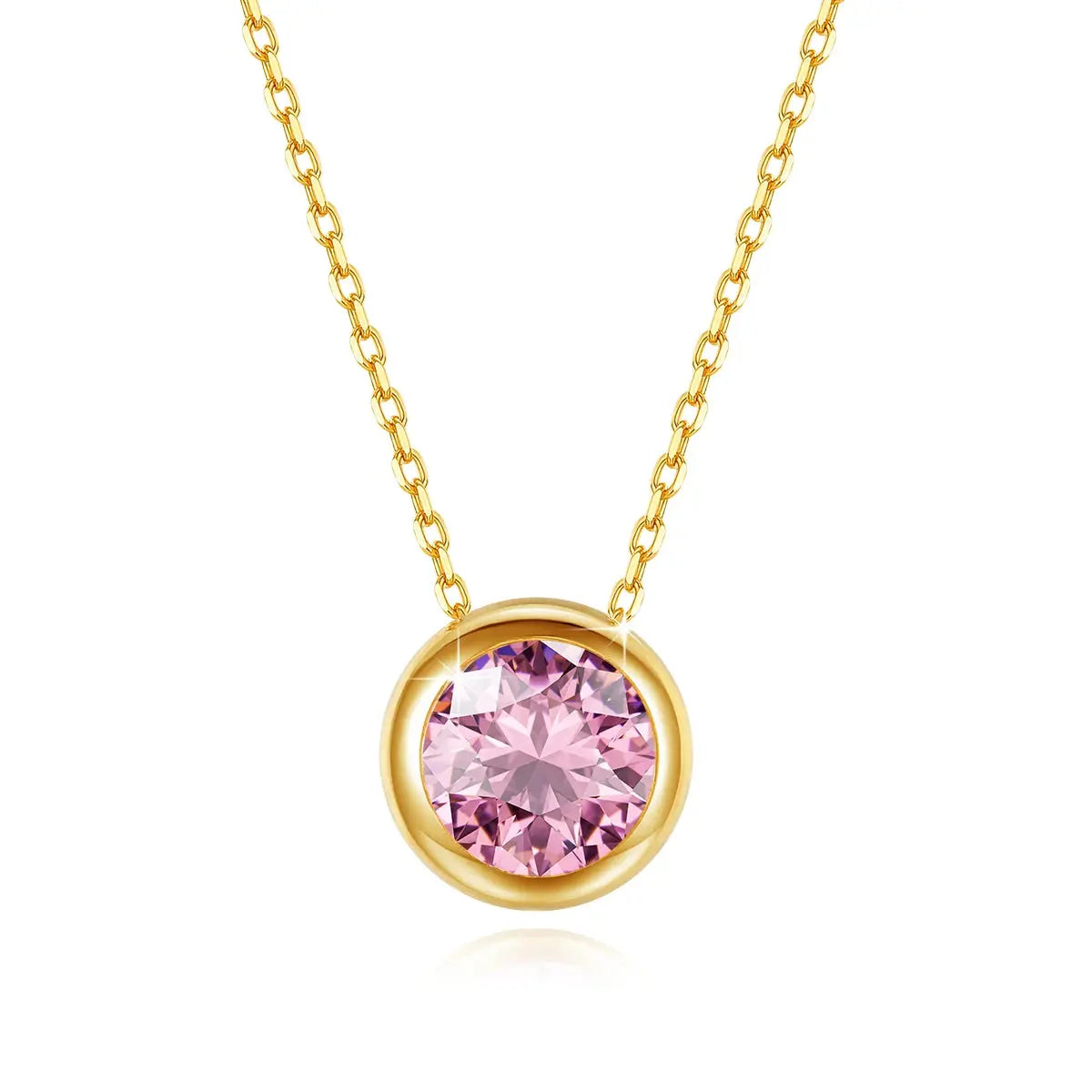 Real 18k Gold Necklace GRA Pink Moissanite Diamond Pendant 0.5ct/1ct Pure AU750 Fine Jewelry Wedding Anniversary Gift for Women JNi3 shop