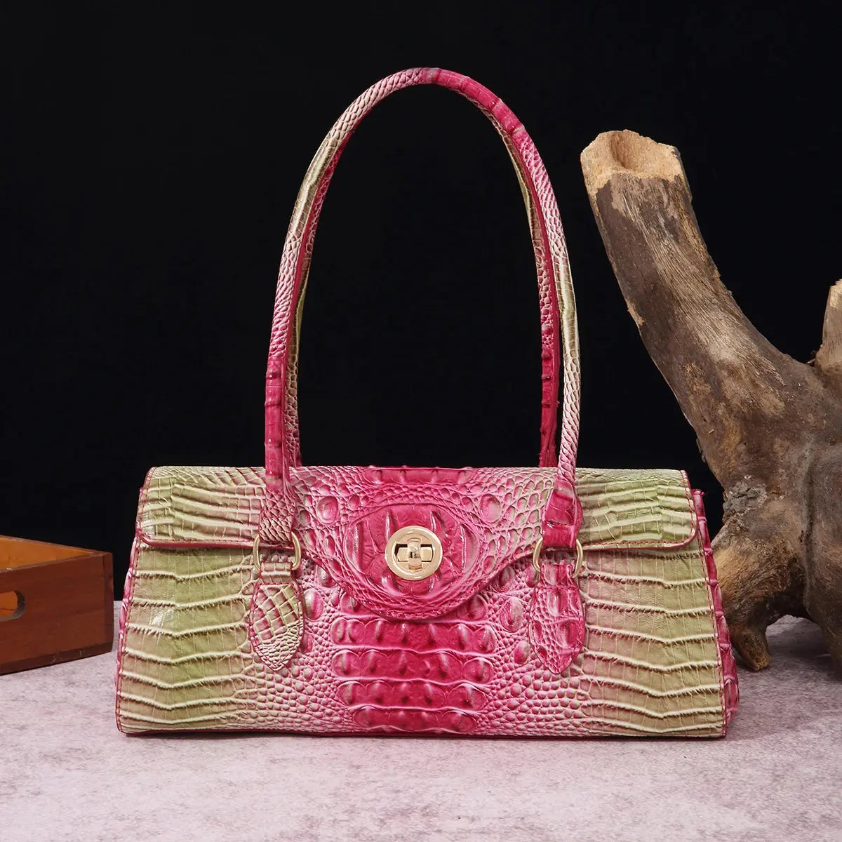 Multicolor Crocodile Pattern Fashion Handheld Stick Bag Large Capacity One Shoulder Underarm Bag Women's Luxury Handbag JNi3 shop