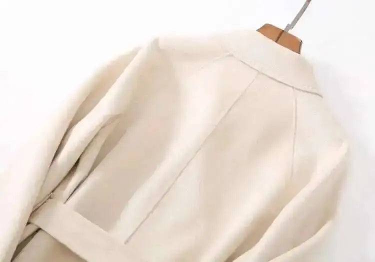 LANMREM 2025 High-End Water Ripple Double-Sided Wool Coat | Long Robe-Style