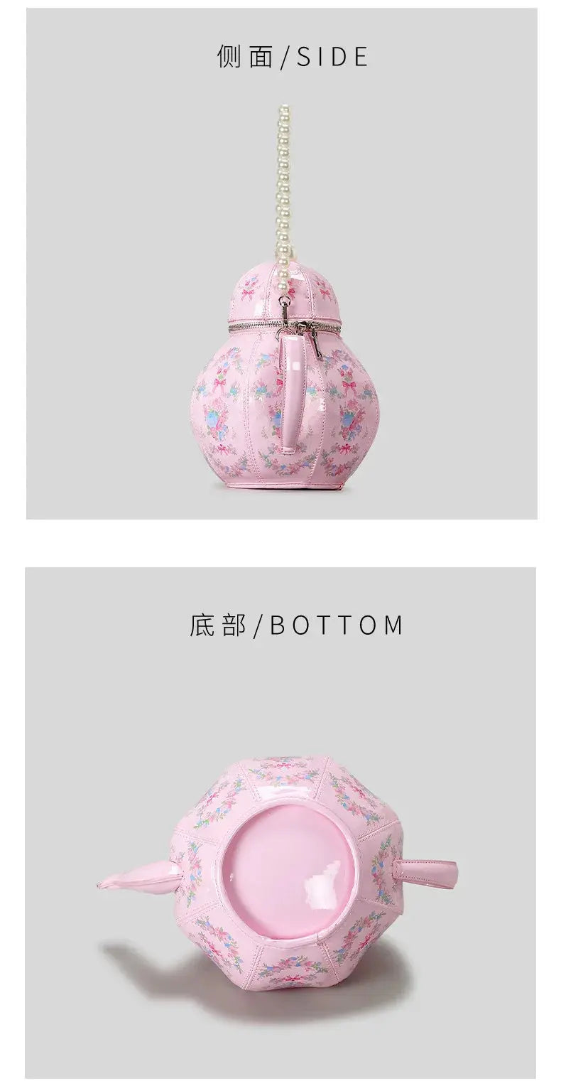 Handbags with teapot design with creative vintage print for women shoulder bag with pearl chains designer luxury shoulder strap JNi3 shop