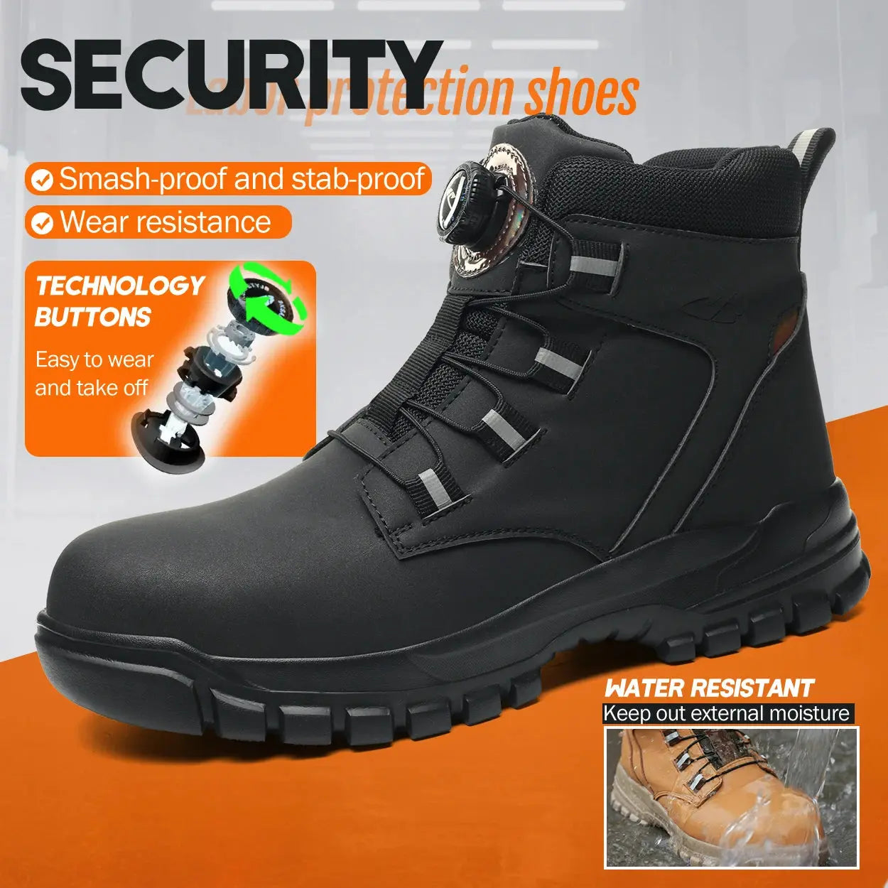 Waterproof Safety Boots Men Indestructible Steel Toe Work Boots Anti-smash Stab-resistant Safety Shoes Biker Botas Para Hombre JNi3 shop