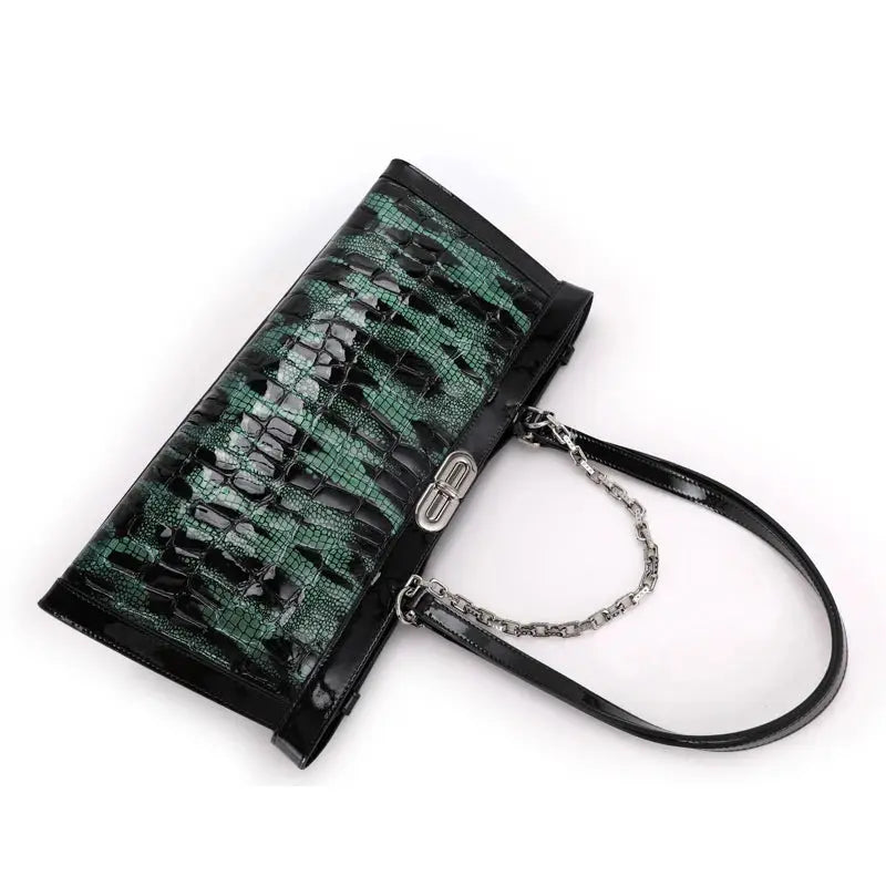 Fashionable Luxury Cowhide Women's Bag 2024 Trend Original Brand Handbag Crocodile Pattern Large Capacity Horizontal Bag JNi3 shop