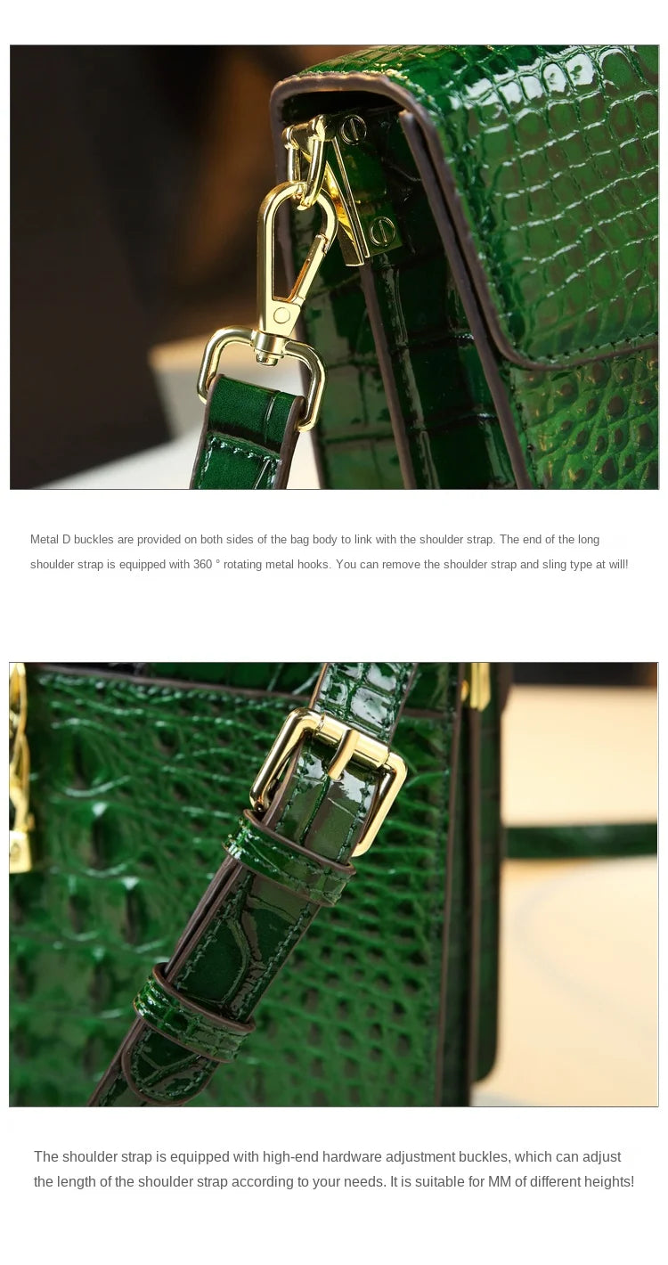 Genuine Leather Shoulder Crossbody Bag Crocodile Small Hard Square Portable Messenger Bags