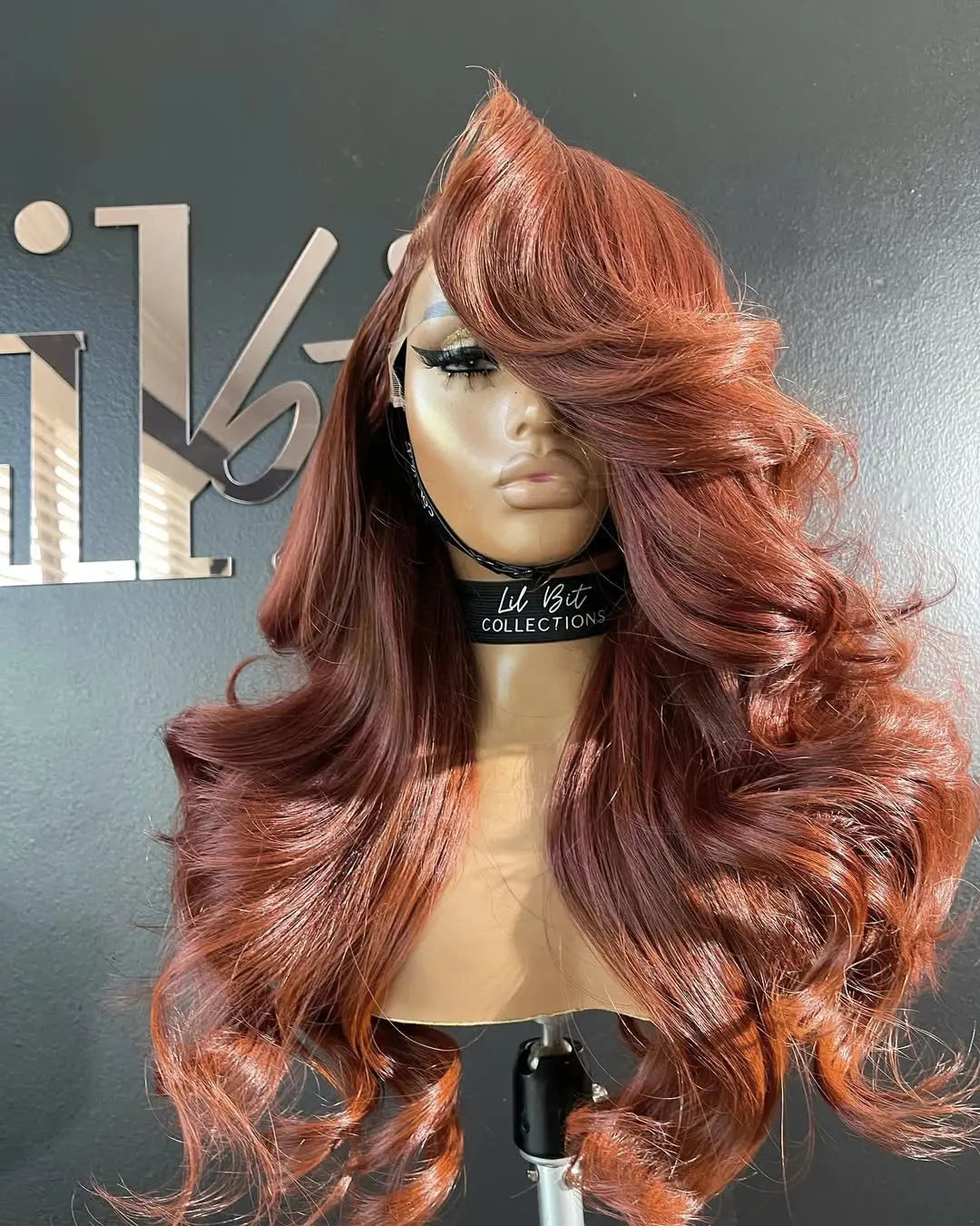 13x6 Reddish Brown Women's Wigs Synthetic Lace Front Wig Red Body Wave Lace Frontal Wig Glueless Pre Plucked With Baby Hair Wig JNi3 shop