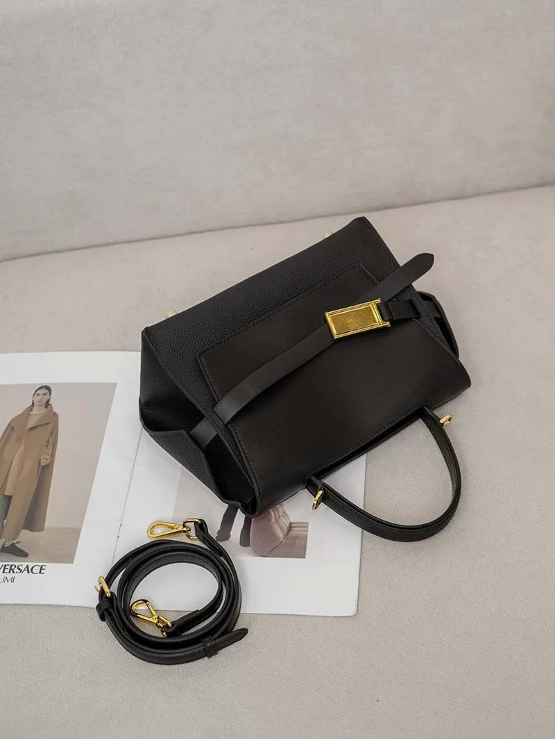 quality leather tote bags women square handbags luxury designer commuter shoulder crossbody bag large capacity