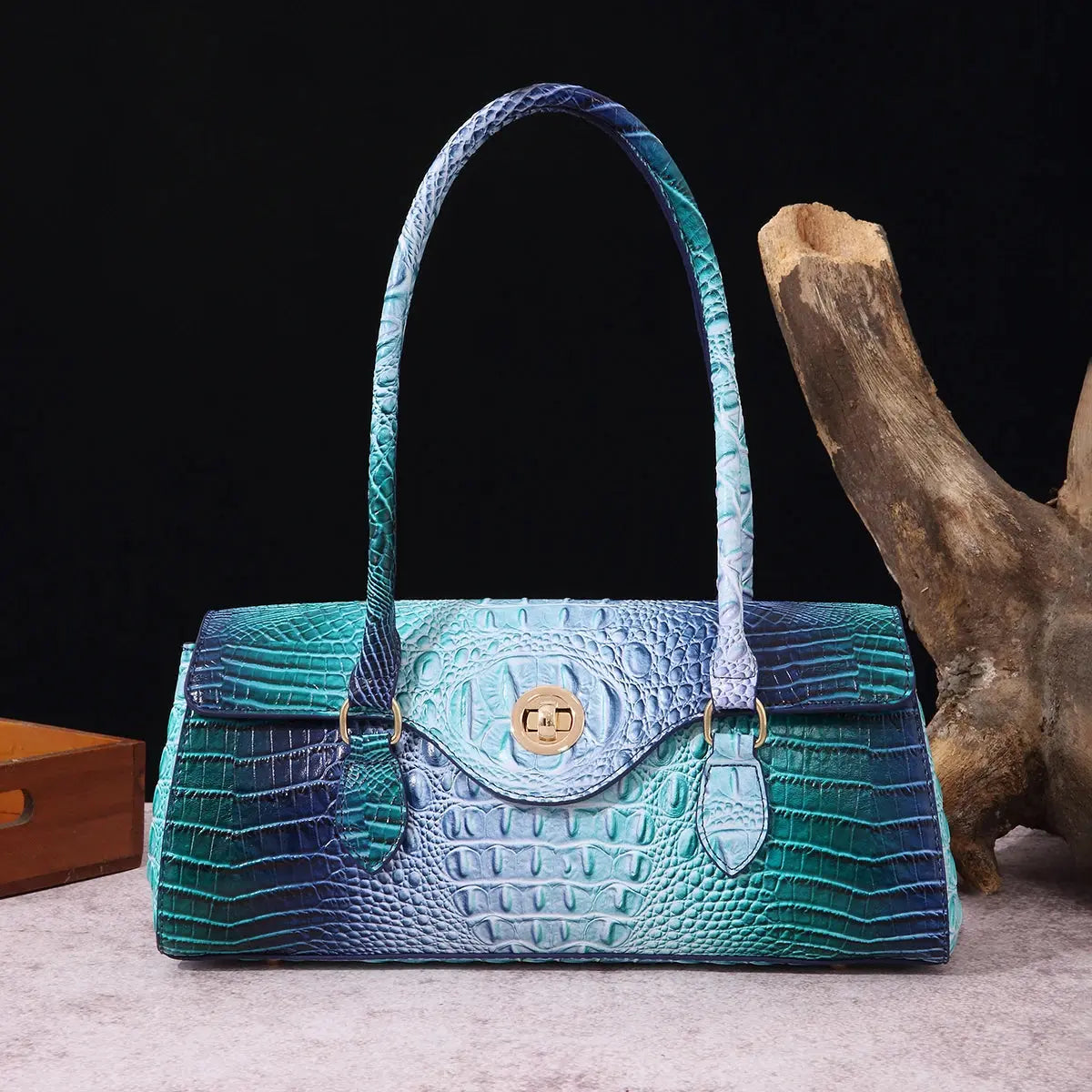 Multicolor Crocodile Pattern Fashion Handheld Stick Bag Large Capacity One Shoulder Underarm Bag Women's Luxury Handbag JNi3 shop