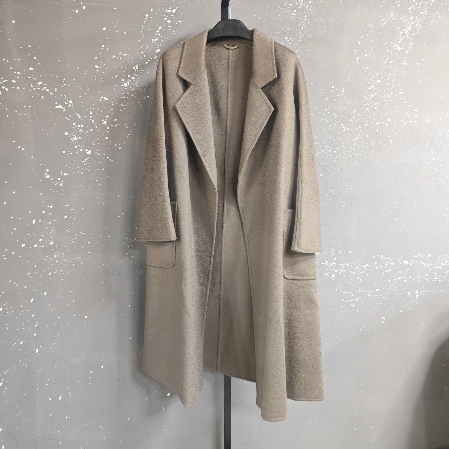 LANMREM 2025 High-End Water Ripple Double-Sided Wool Coat | Long Robe-Style