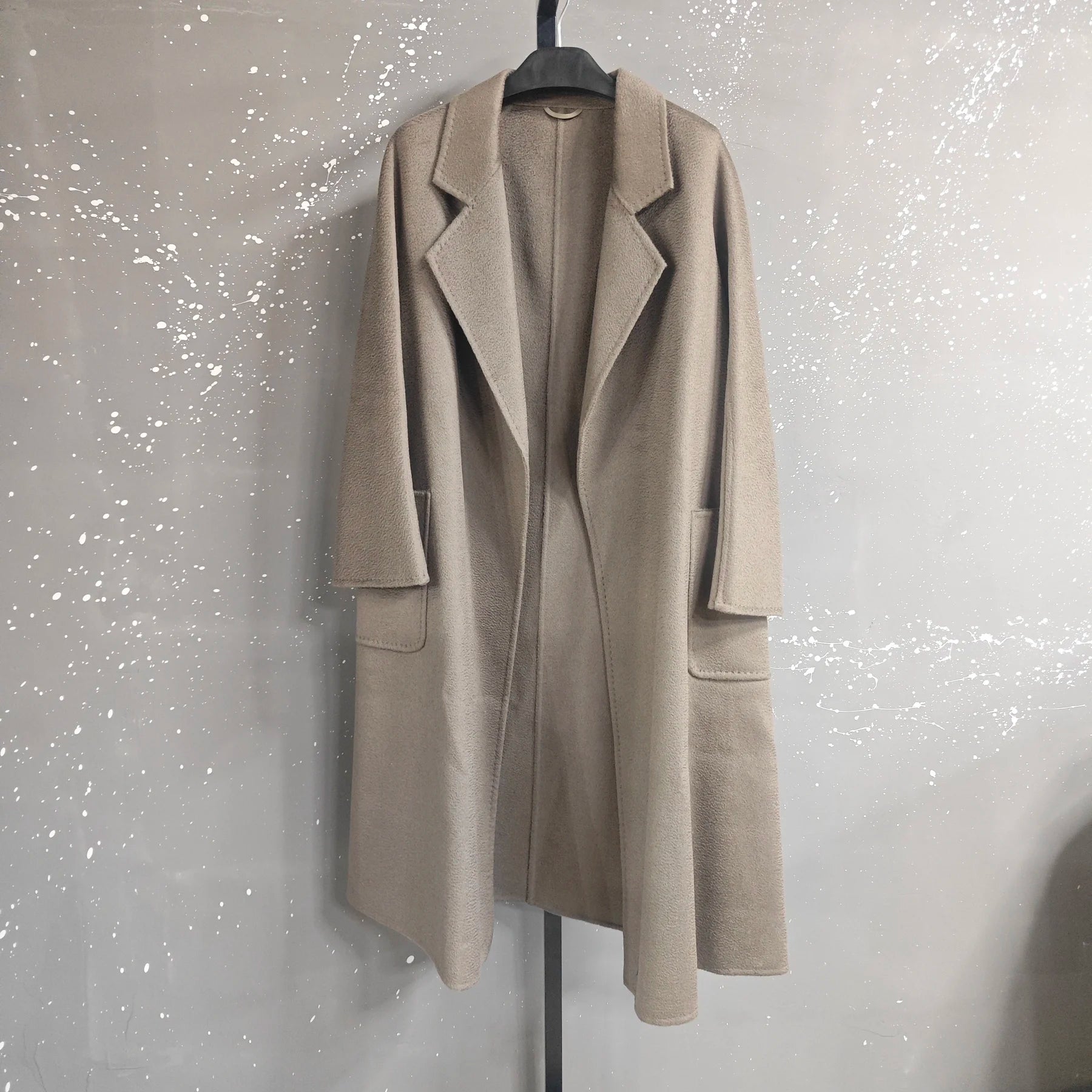 LANMREM 2025 High-End Water Ripple Double-Sided Wool Coat | Long Robe-Style