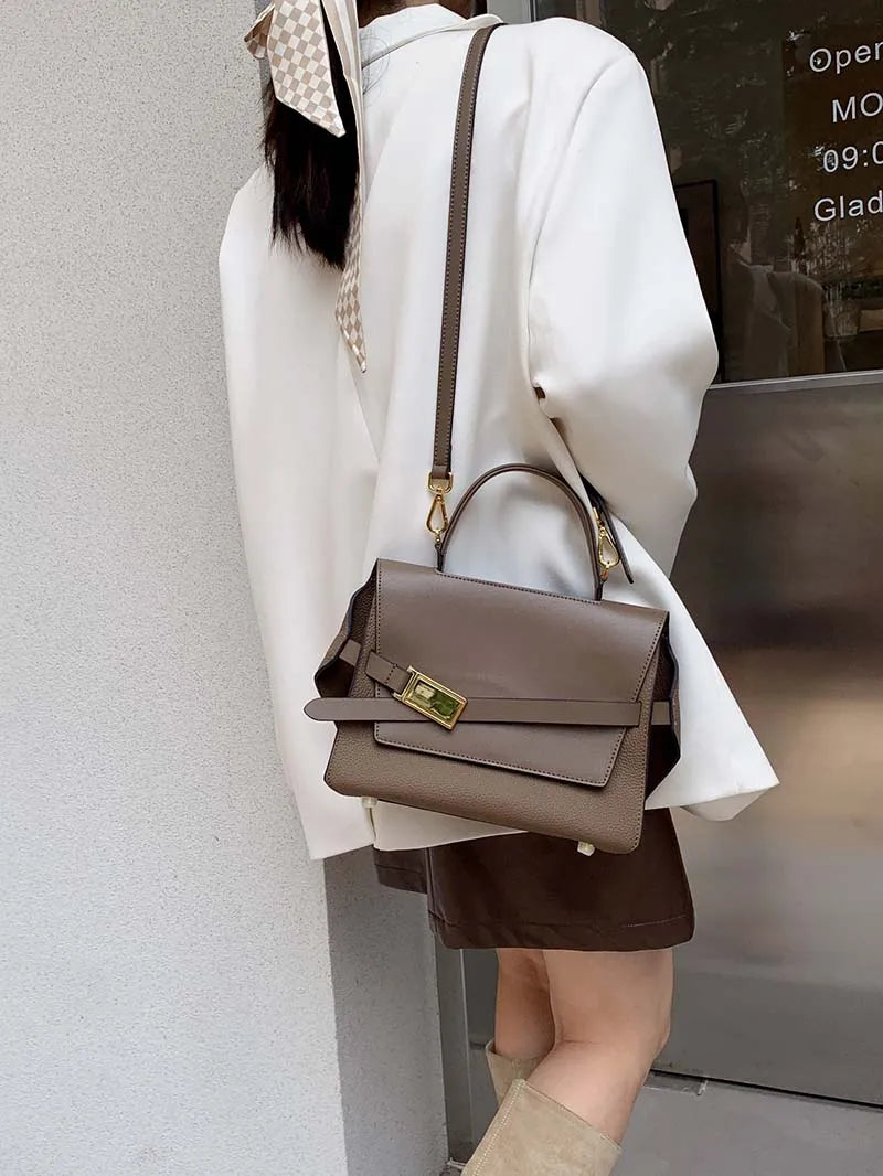 quality leather tote bags women square handbags luxury designer commuter shoulder crossbody bag large capacity