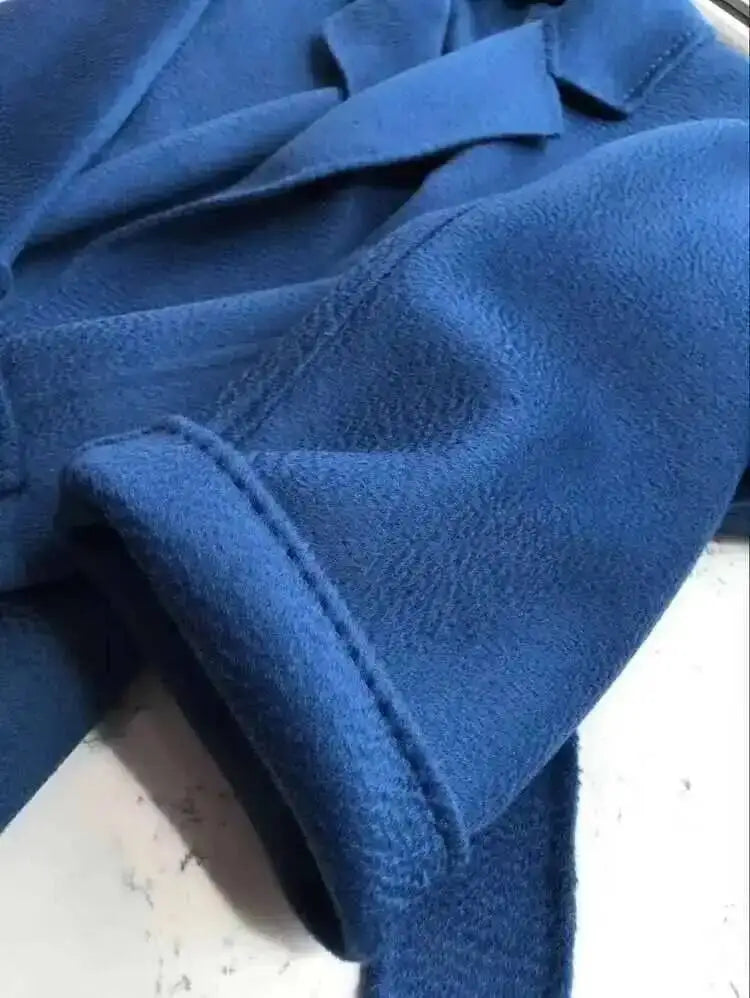 LANMREM 2025 High-End Water Ripple Double-Sided Wool Coat | Long Robe-Style