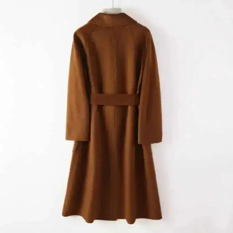 LANMREM 2025 High-End Water Ripple Double-Sided Wool Coat | Long Robe-Style