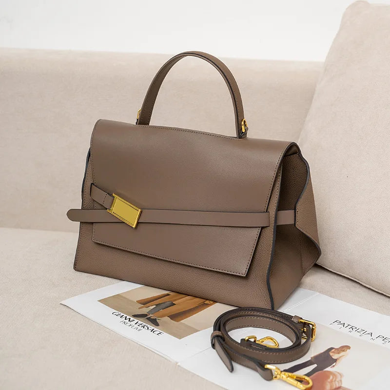 quality leather tote bags women square handbags luxury designer commuter shoulder crossbody bag large capacity