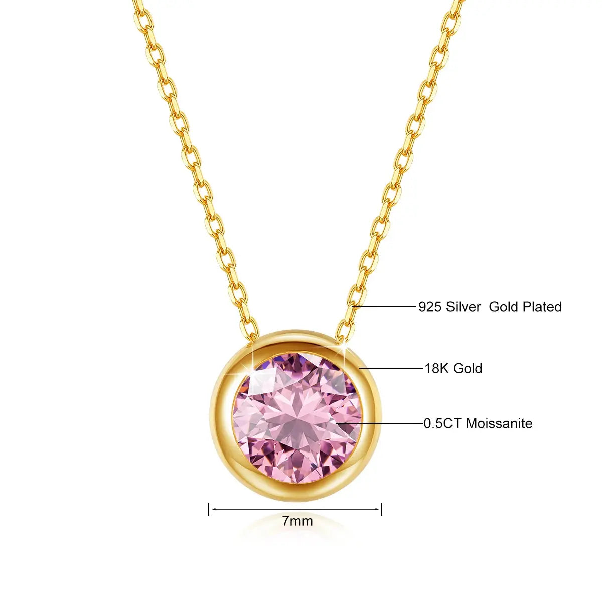 Real 18k Gold Necklace GRA Pink Moissanite Diamond Pendant 0.5ct/1ct Pure AU750 Fine Jewelry Wedding Anniversary Gift for Women JNi3 shop