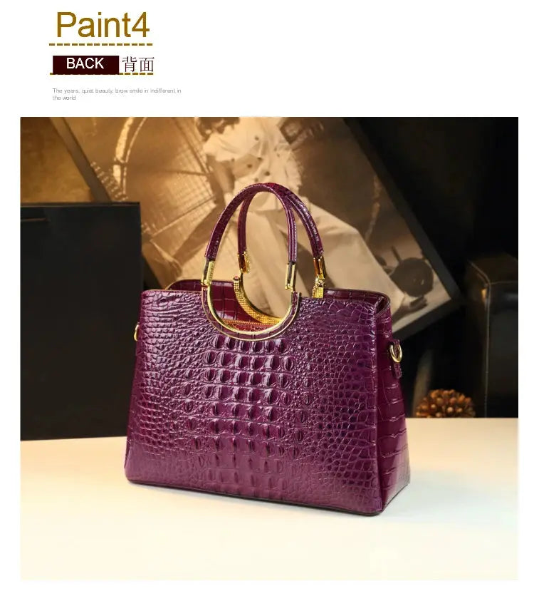 Genuine Leather Women's Handbags Crocodile Pattern Lady Flower Tassel Shoulder Messenger Bag Fashion Wedding Top Handle Bags JNi3 shop