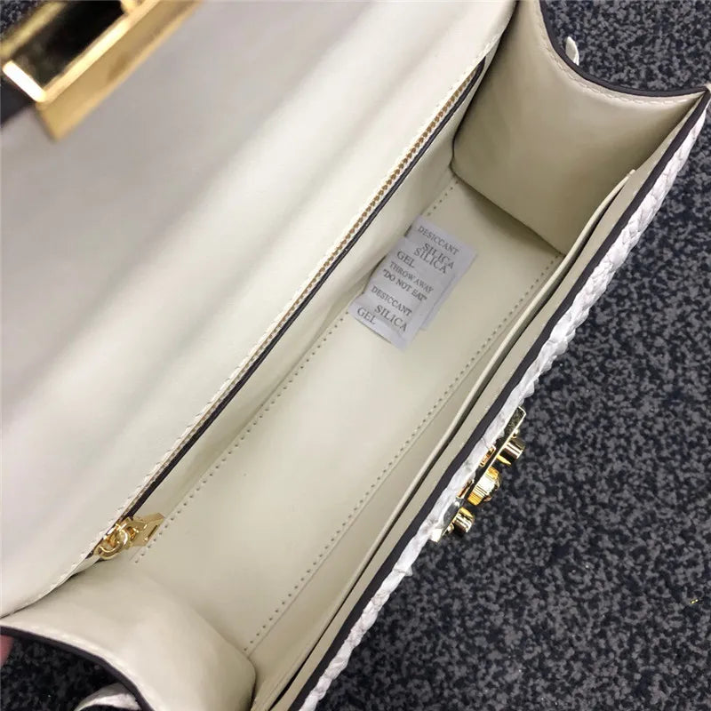 Genuine Alligator Skin Key Lock Closure Lady Small Green Handbag Authentic Crocodile Leather Women Flap Purse Cross Shoulder Bag