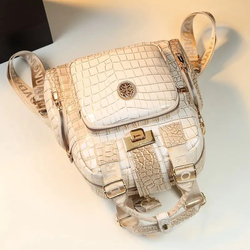 Luxury Designer Brand New High Quality Cowhide Backpack Female Fashion Large Capacity Hand Bill Shoulder Multi-functional Bag