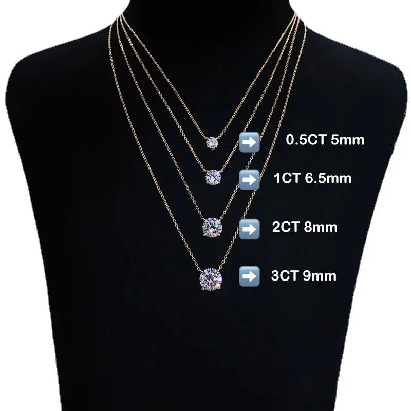 EWYA Luxury 1/2/3/5CT Real D Color Moissanite Pendant Necklace For Women Men 925 Silver Plated 18K Bridal Neck Fine Jewelry Gift JNi3 shop