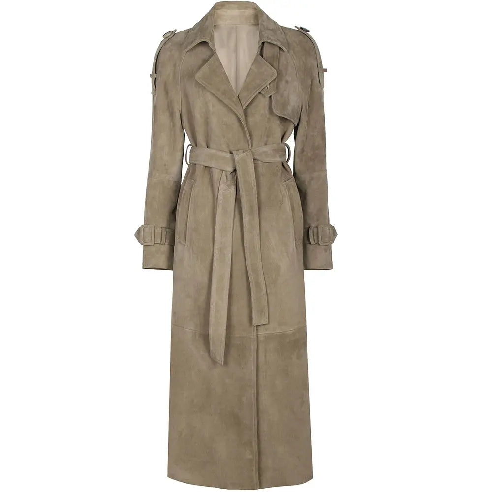 Women's Real Leather Trench Coat Long High Quality Windbreak Oversized JNi3 shop