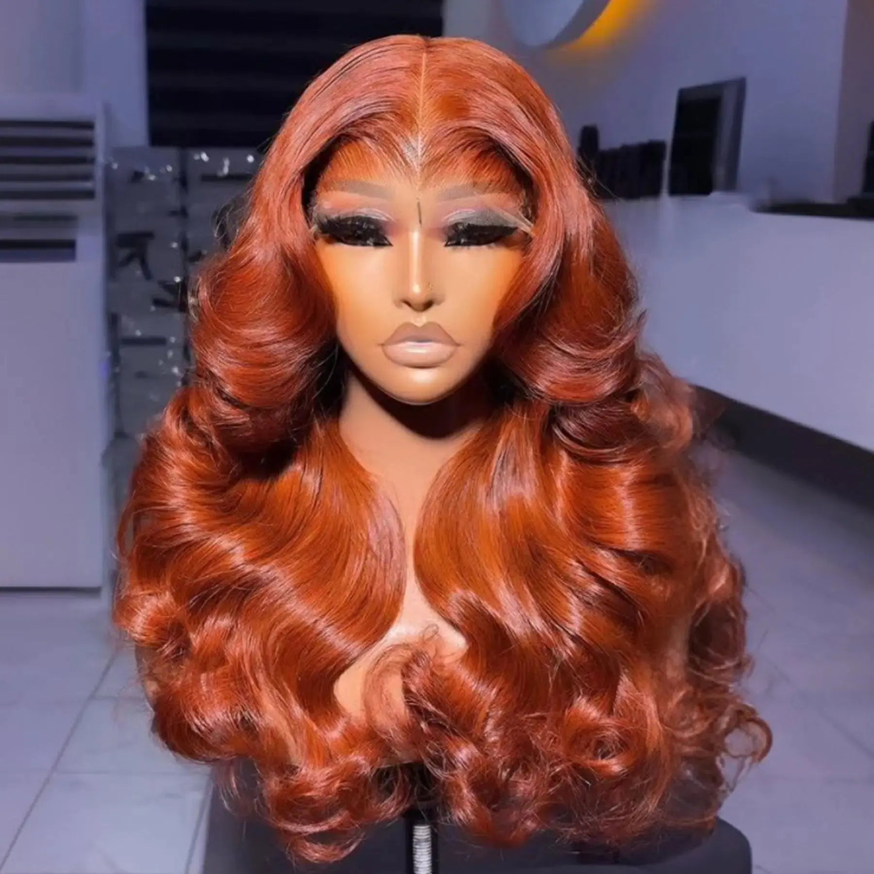 Ginger Orange  Honey Blonde Color Body Wave Synthetic 13X4 HD Lace Frontal Wig For Women Prepucked With Baby Hair Glueless Wigs JNi3 shop