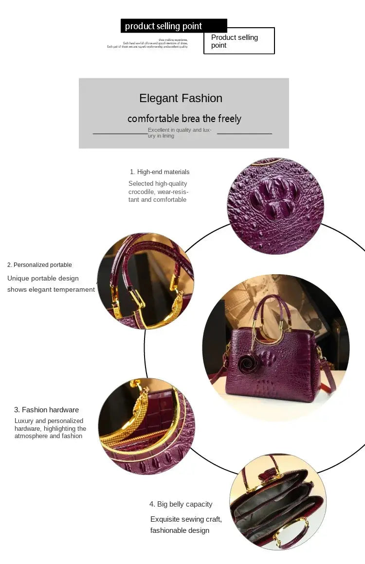 Genuine Leather Women's Handbags Crocodile Pattern Lady Flower Tassel Shoulder Messenger Bag Fashion Wedding Top Handle Bags JNi3 shop