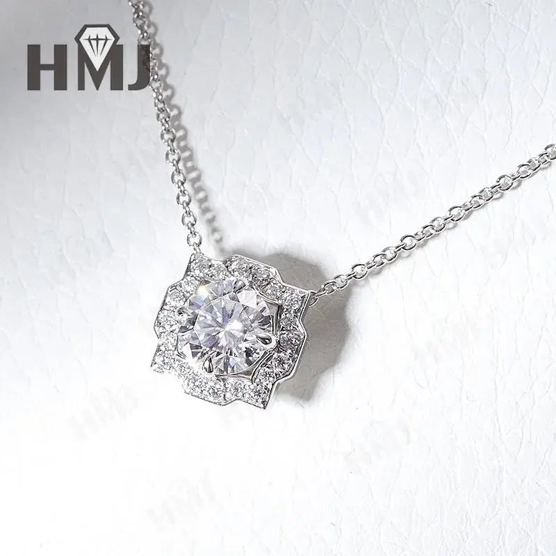Silver Pendant Necklace for Women 1CT 2CT D Color Moissanite with GRA Certificate 925 Sterling Silver Wedding Necklace Gift JNi3 shop