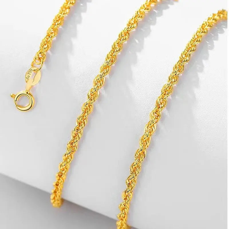 Real 18K Gold Necklace Match Pendant Chain Solid AU750 CLavicle Chain for Women Fine Jewelry Wedding Gift JNi3 shop