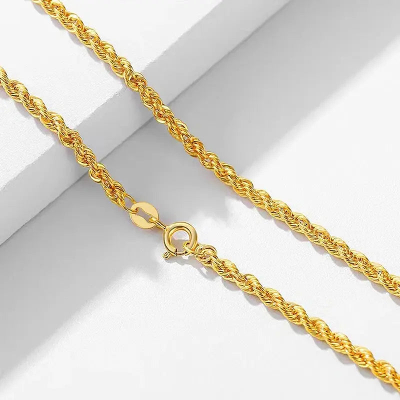 Real 18K Gold Necklace Match Pendant Chain Solid AU750 CLavicle Chain for Women Fine Jewelry Wedding Gift JNi3 shop