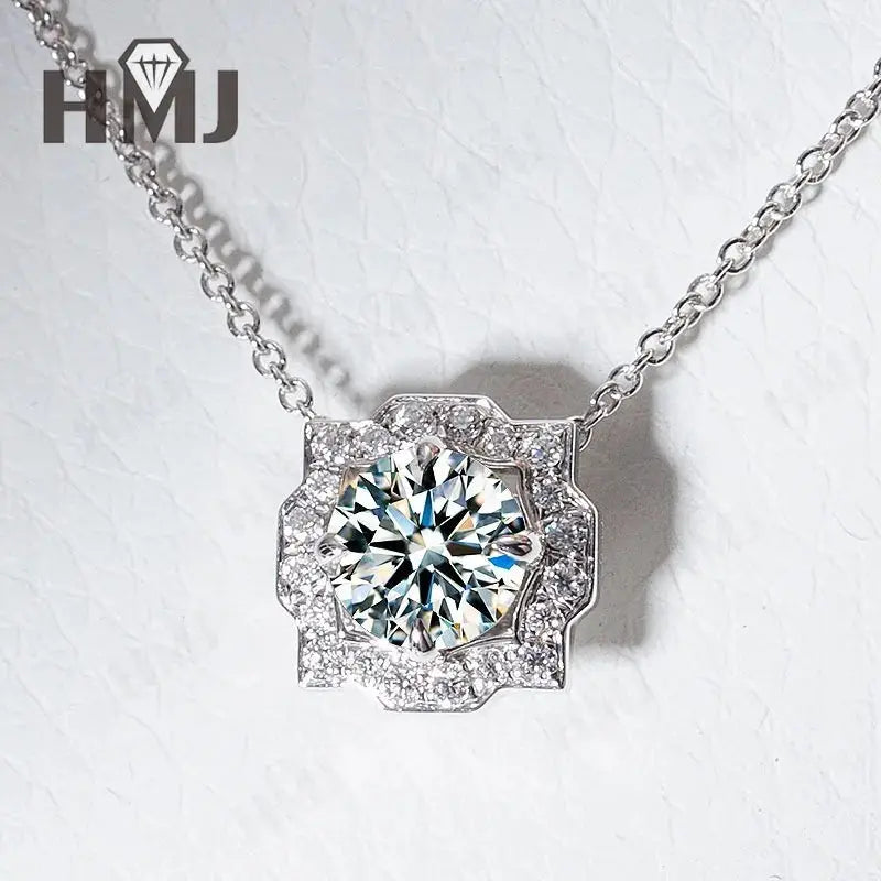 Silver Pendant Necklace for Women 1CT 2CT D Color Moissanite with GRA Certificate 925 Sterling Silver Wedding Necklace Gift JNi3 shop