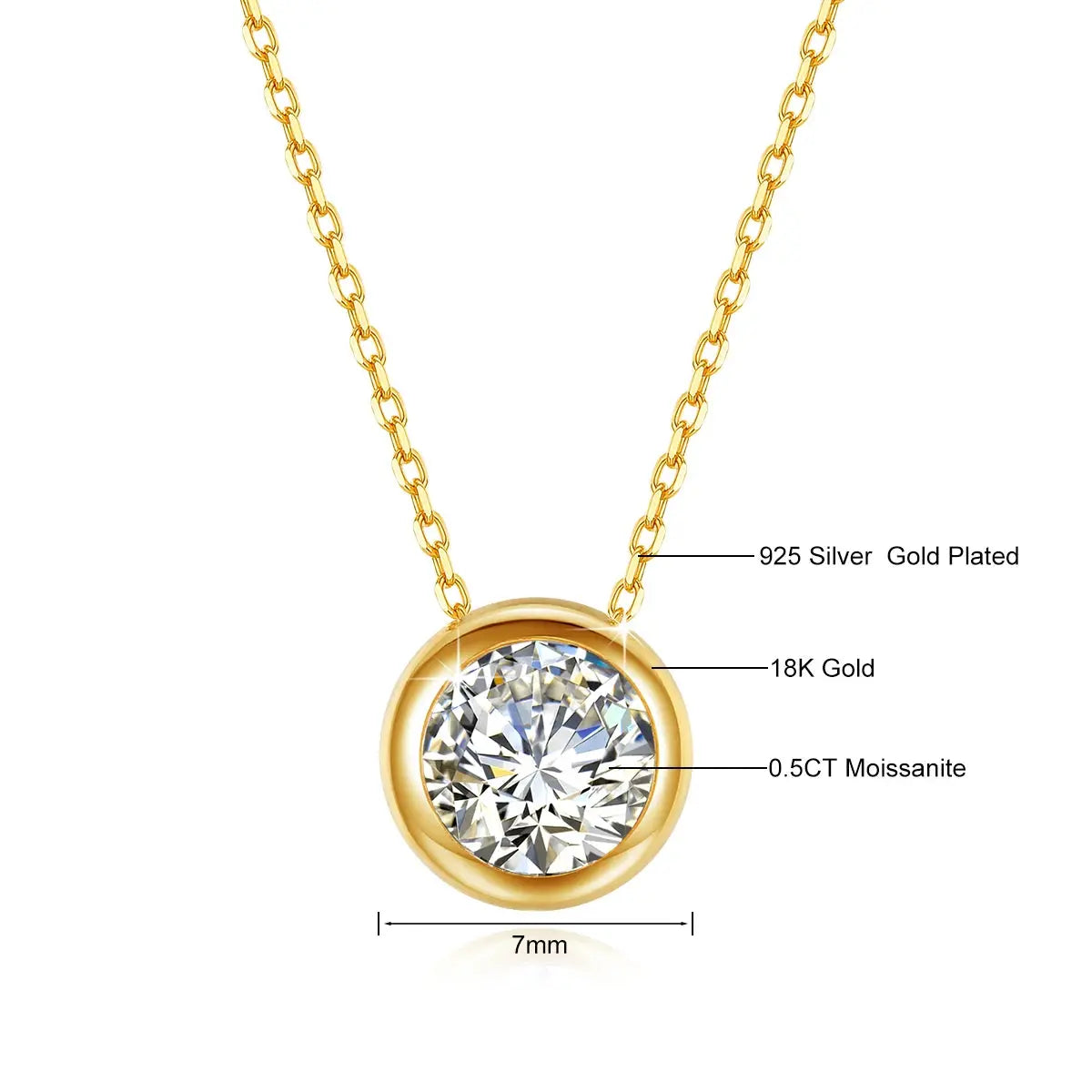 Real 18k Gold Necklace GRA Pink Moissanite Diamond Pendant 0.5ct/1ct Pure AU750 Fine Jewelry Wedding Anniversary Gift for Women JNi3 shop
