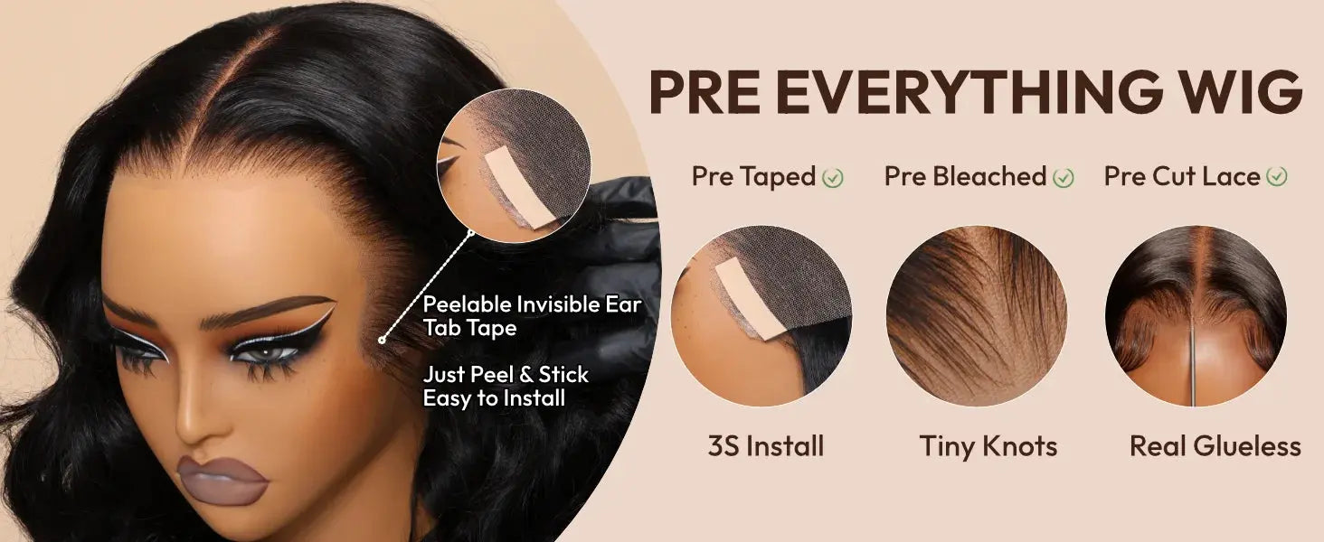 UNice Hair Drawstring Cap 13x4 Human Hair Lace Frontal Wig With Bangs FB30 Balayage Body Wave Wig Pre Everything Glueless Wigs JNi3 shop