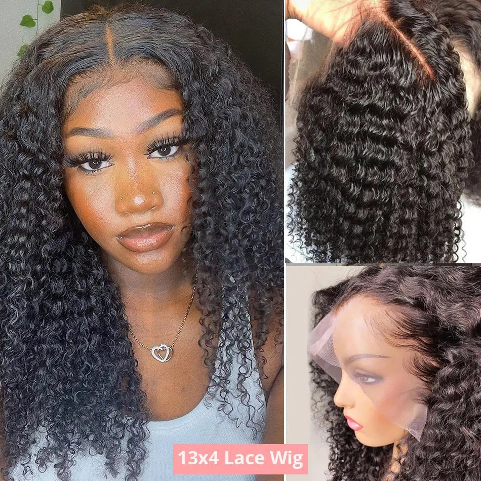 13x6 Short Curly Bob Deep Water Wave Lace Frontal Wigs 7x5 Glueless Wig 100% Human Hair Wig 250% Density 12 14 Inch For Women JNi3 shop