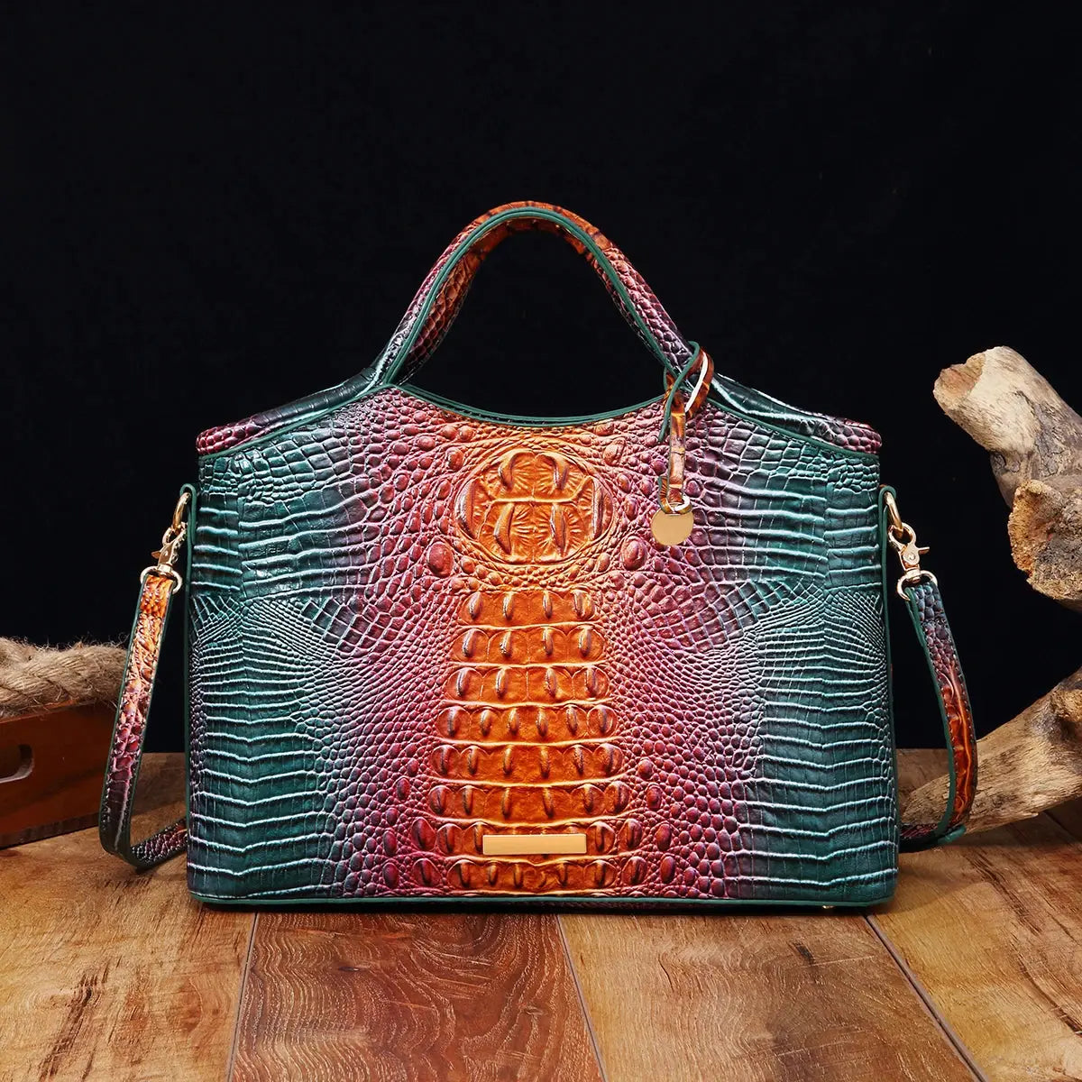 crocodile pattern colorful solid color high-end retro women's handbag JNi3 shop