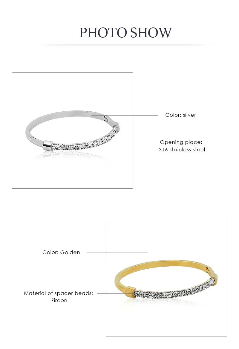 MOONLIGHT Fashion Cubic Zirconia Cuff Bangles for Women Trendy Titanium Steel Circular Classic Bracelet Female Jewelry Gift JNi3 shop