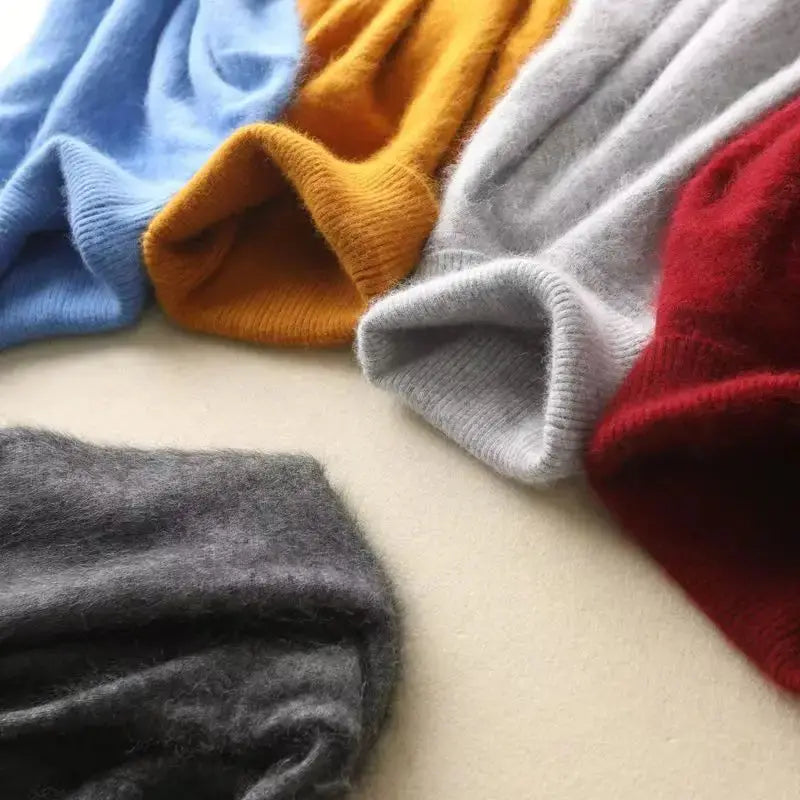 100% Male Mink Cashmere Sweater Solid Color Turtleneck Thick Autumn And Winter Loose Large Size Turtleneck Wool Bottoming Shirt JNi3 shop