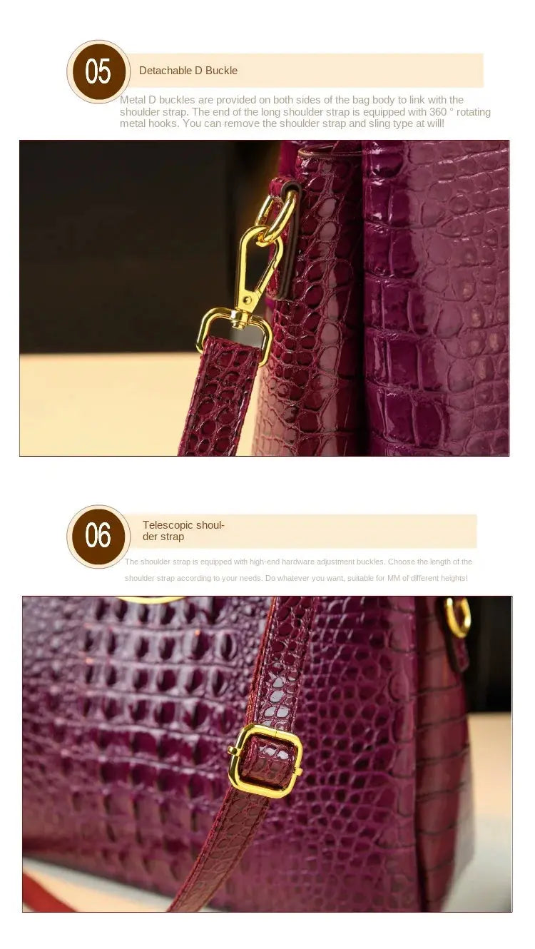 Genuine Leather Women's Handbags Crocodile Pattern Lady Flower Tassel Shoulder Messenger Bag Fashion Wedding Top Handle Bags JNi3 shop